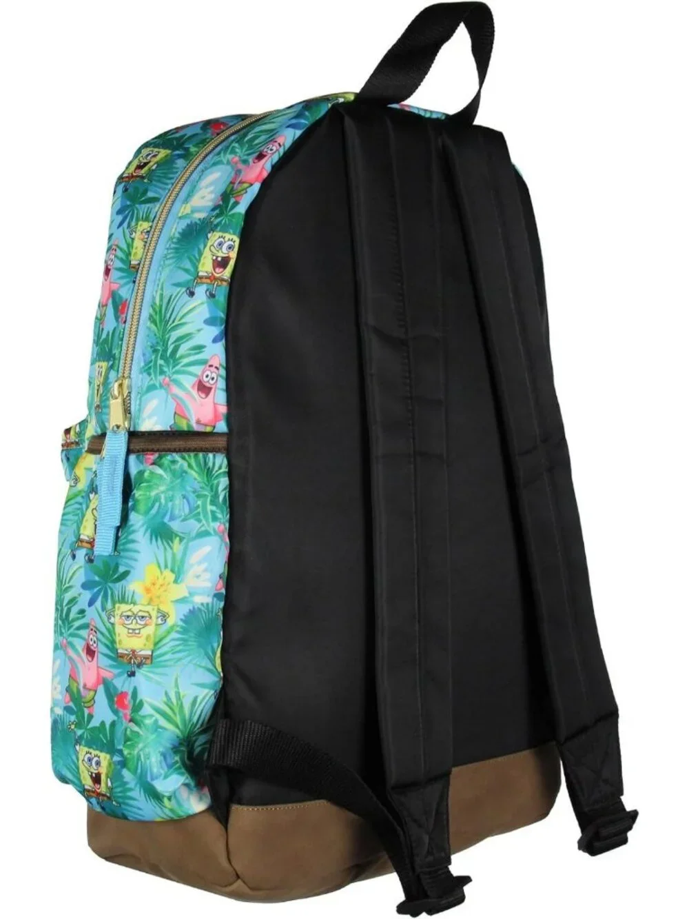 Tropical SpongeBob & Patrick School Backpack with Faux Leather Bottom, 16